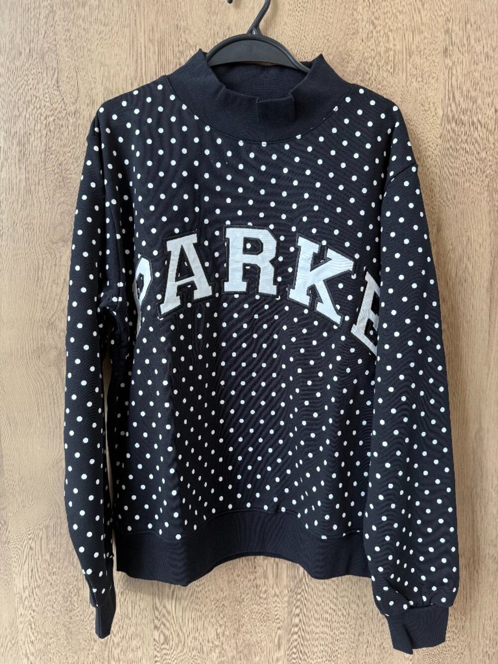 PARKE Black Polka Dot Mock Neck Sweatshirt BACK TO SCHOOL
